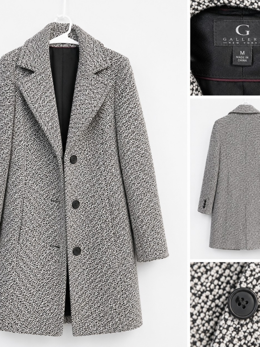 Galleria New York Black & White Tweed Coat